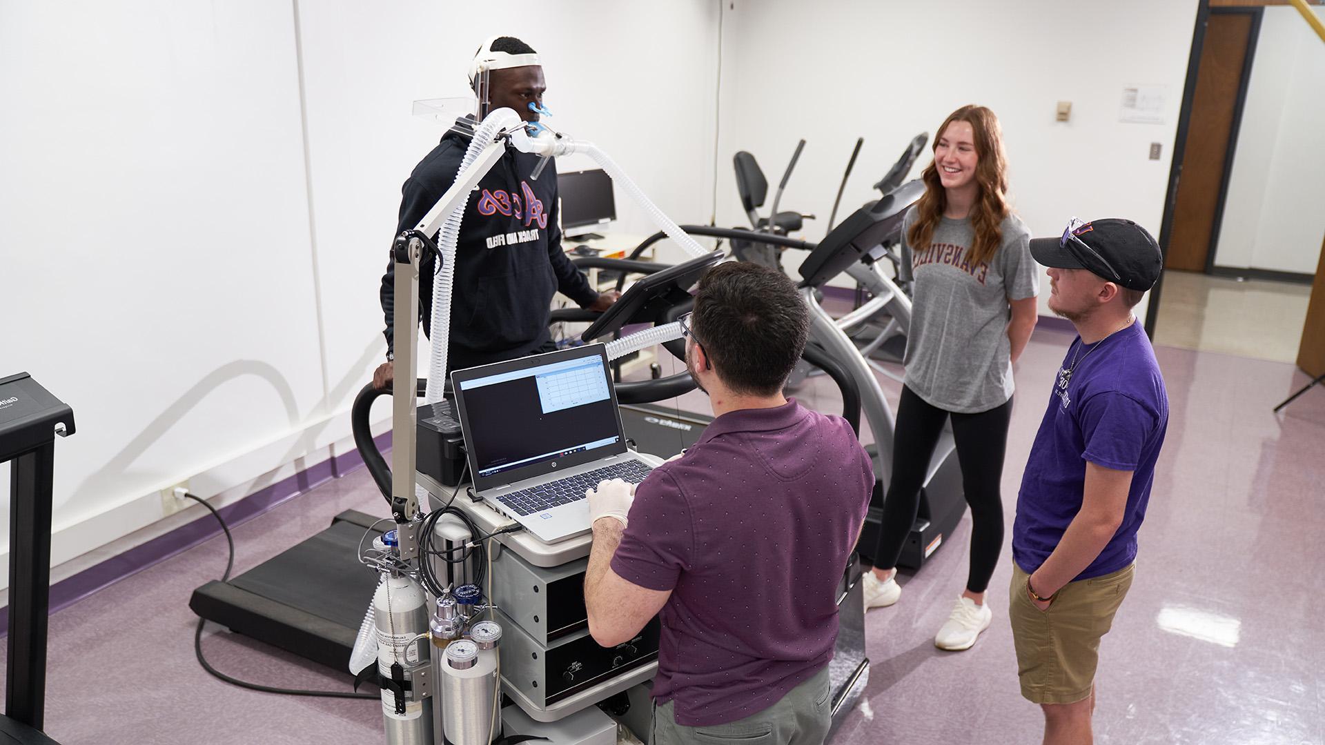 Exercise Science students with testing equipment